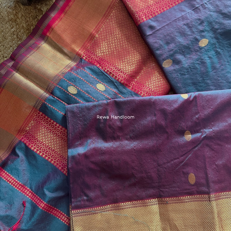 Maheshwari Rama Green  Pure Silk Saree PS061