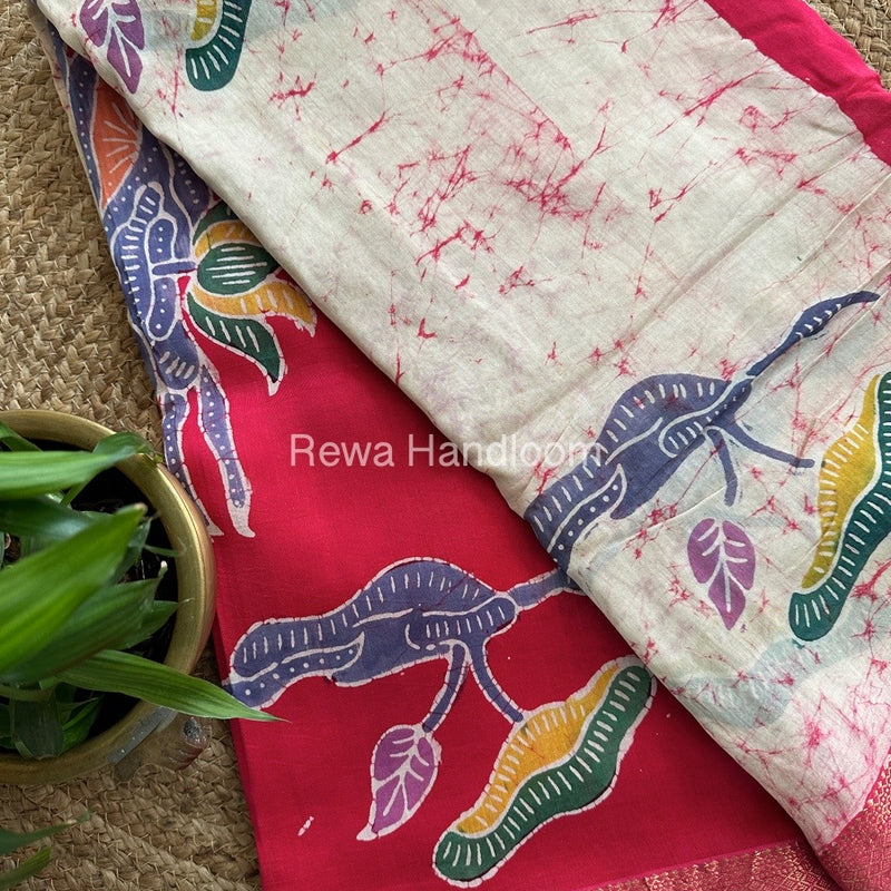 Maheshwari Batik Indonesian Print Saree