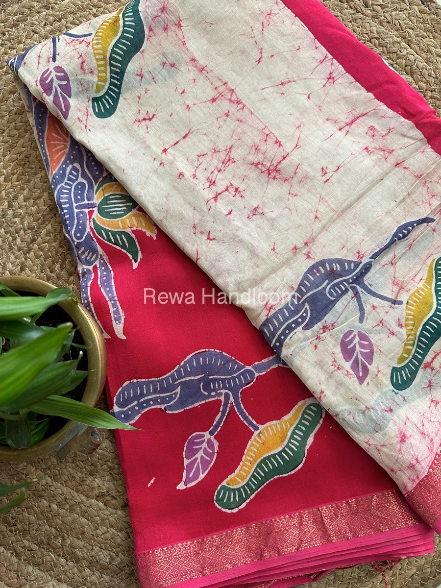 Maheshwari Batik Indonesian Print Saree