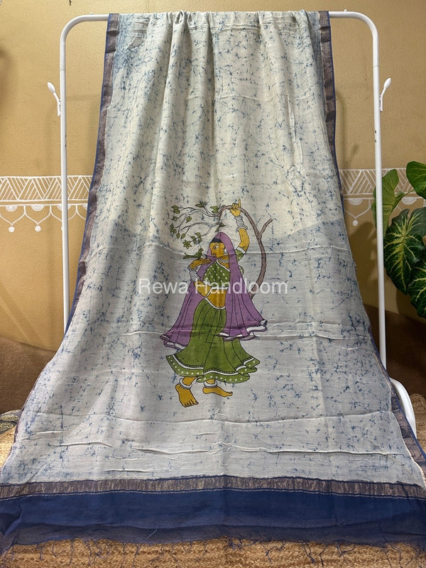 Maheshwari Batik Figure Handpainted Saree
