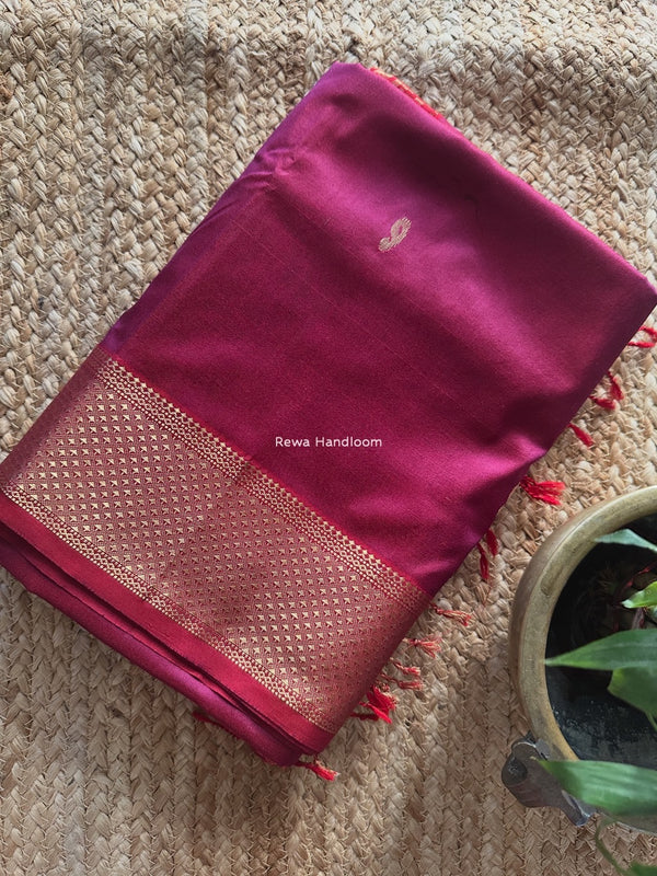 Maheshwari Deep Magenta Pure Silk Saree PS063