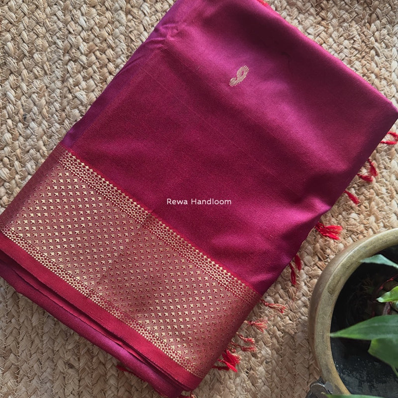 Maheshwari Deep Magenta Pure Silk Saree PS063