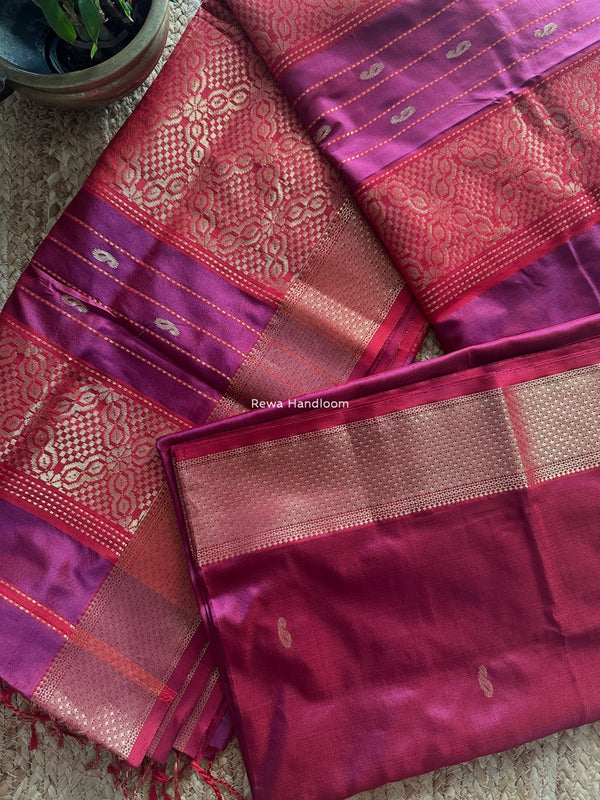 Maheshwari Deep Magenta Pure Silk Saree PS063