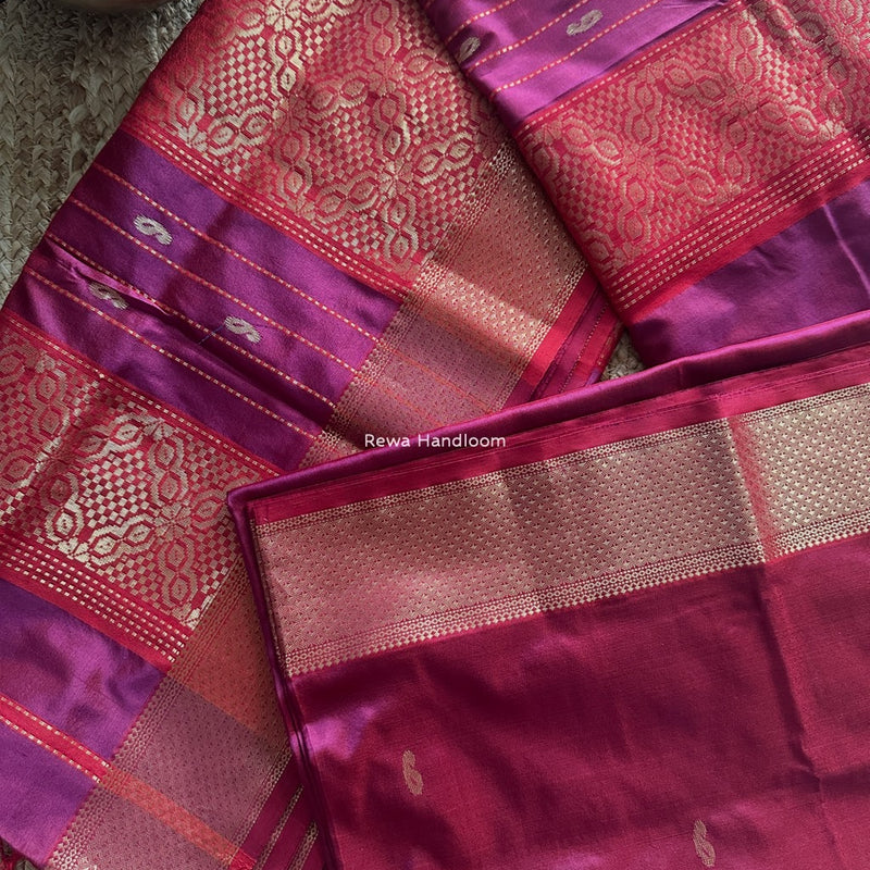 Maheshwari Deep Magenta Pure Silk Saree PS063