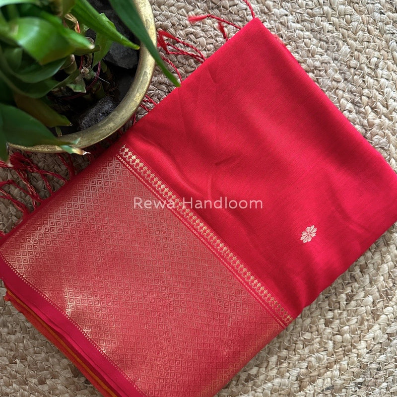 Maheshwari Red Zari Skirt Butti Saree ZSB072
