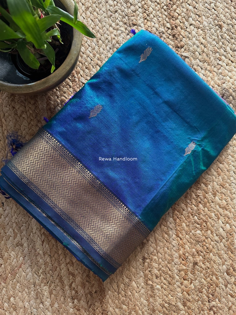 Maheshwari Rama Green Pure Silk Saree PS064