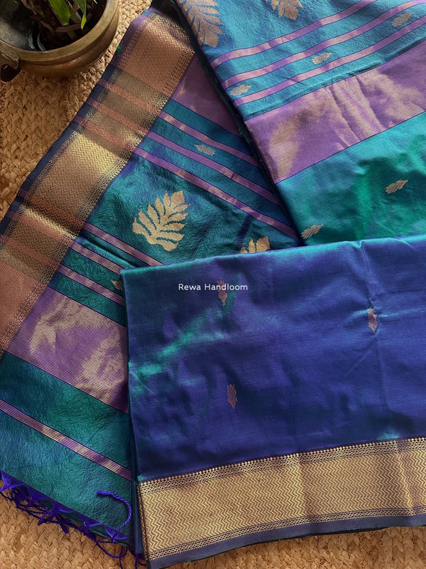 Maheshwari Rama Green Pure Silk Saree PS064