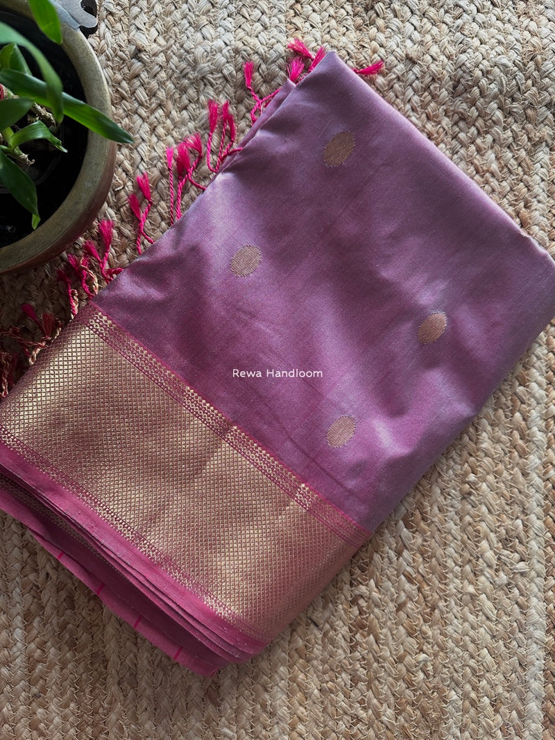 Maheshwari Light Baby Pink Pure Silk Saree PS065