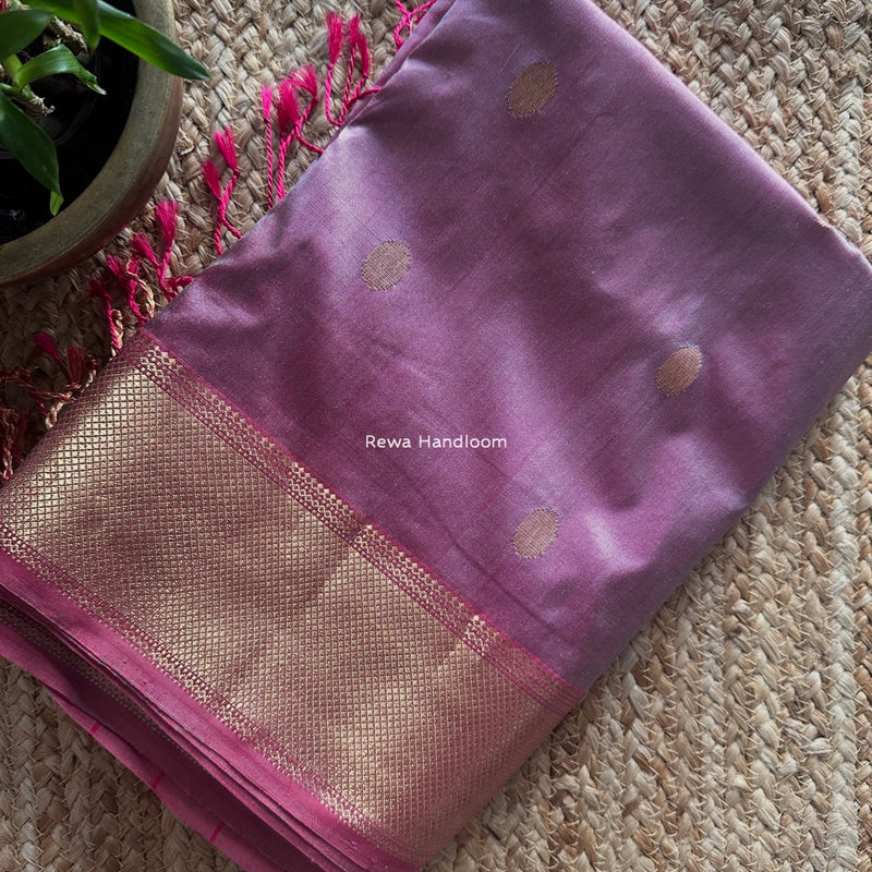 Maheshwari Light Baby Pink Pure Silk Saree PS065