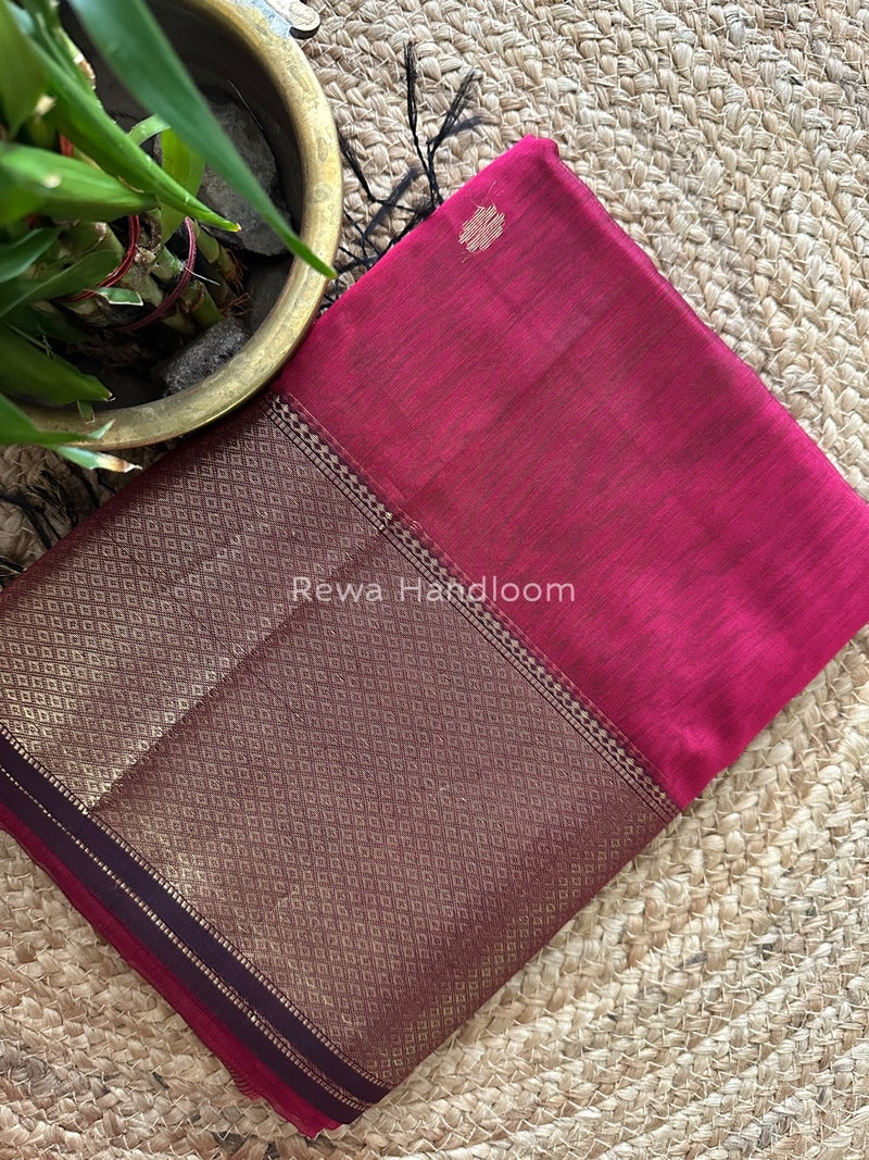 Maheshwari Magenta Zari Skirt Butti Saree ZSB074
