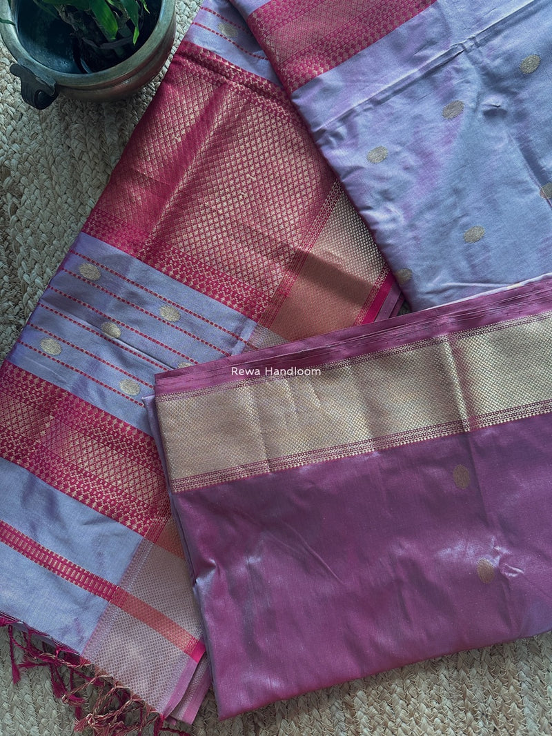 Maheshwari Light Baby Pink Pure Silk Saree PS065