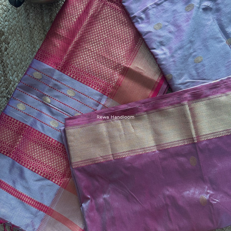Maheshwari Light Baby Pink Pure Silk Saree PS065