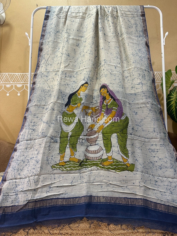 Maheshwari Batik Figure Handpainted Saree