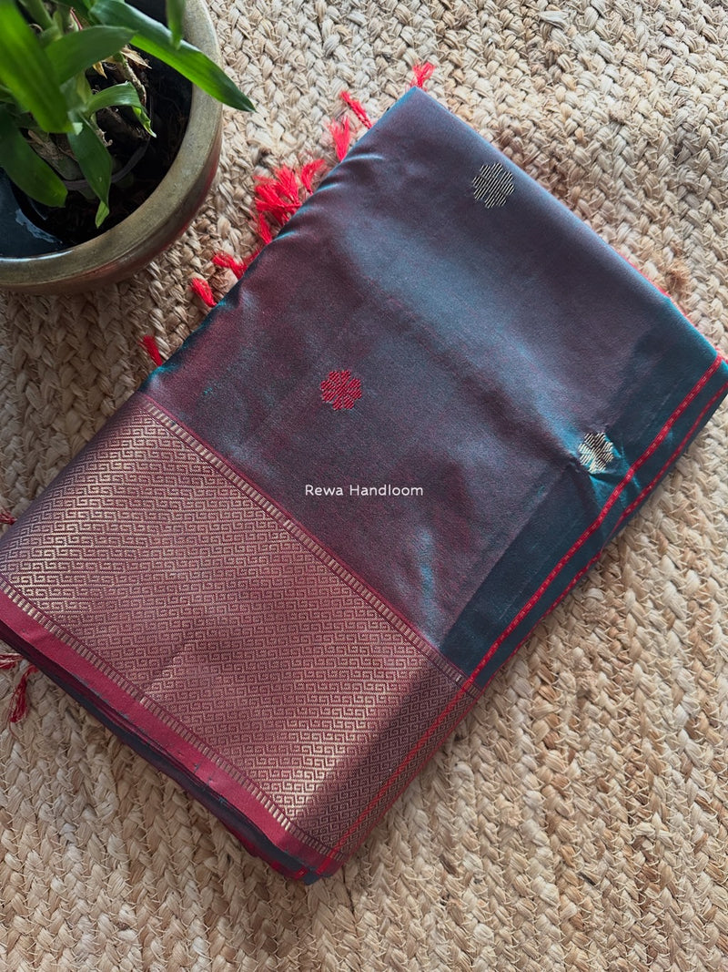 Maheshwari Rama Green Pure Silk Saree PS066