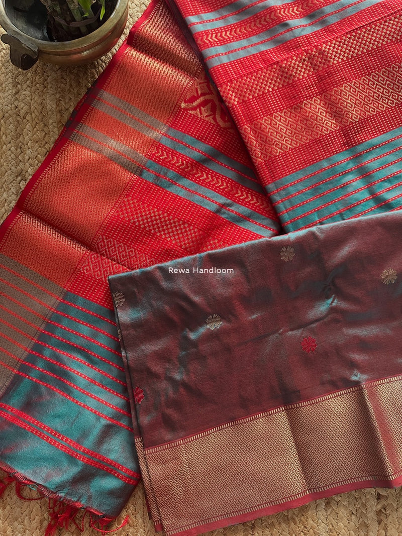 Maheshwari Rama Green Pure Silk Saree PS066