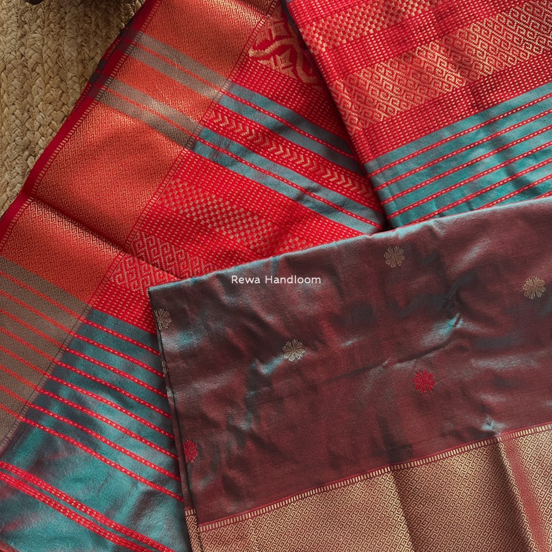 Maheshwari Rama Green Pure Silk Saree PS066