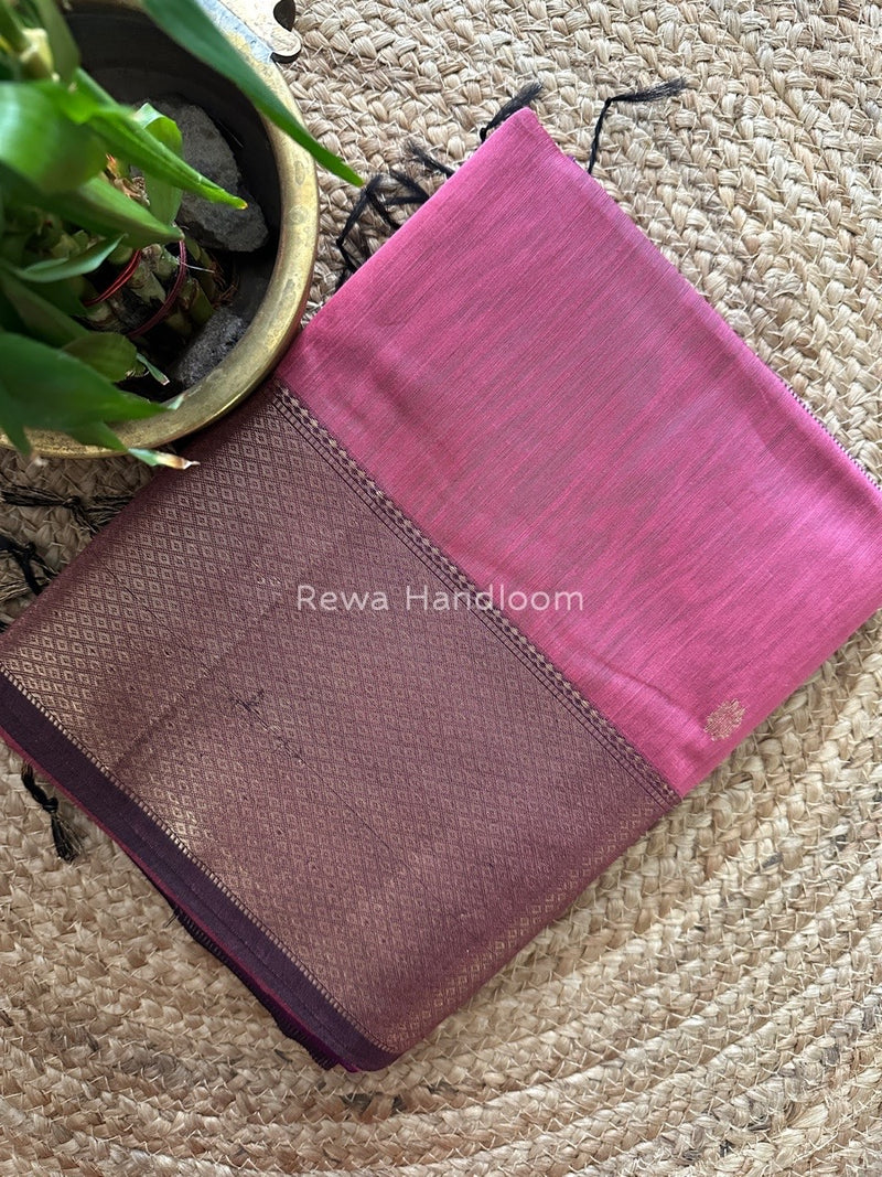 Maheshwari Onion Pink Zari Skirt Butti Saree ZSB076