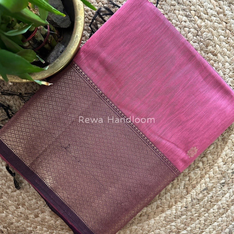 Maheshwari Onion Pink Zari Skirt Butti Saree ZSB076