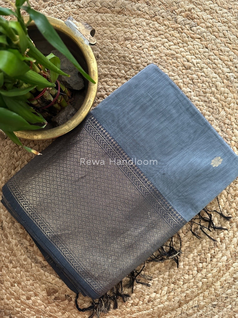 Maheshwari Dark Grey Zari Skirt Butti Saree ZSB077