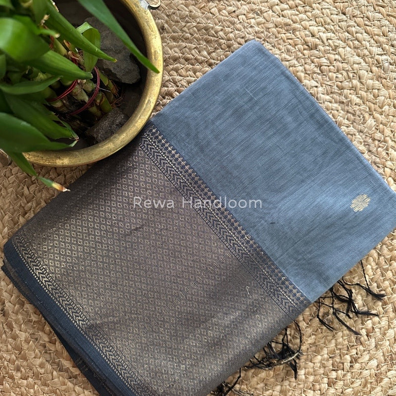 Maheshwari Dark Grey Zari Skirt Butti Saree ZSB077