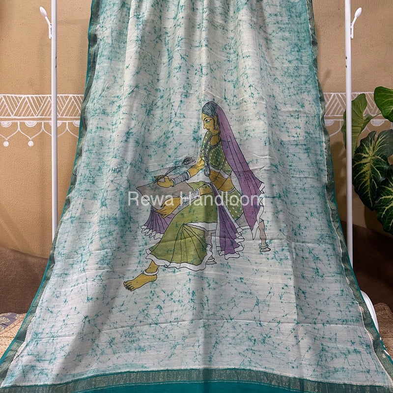 Maheshwari Batik Figure Handpainted Saree