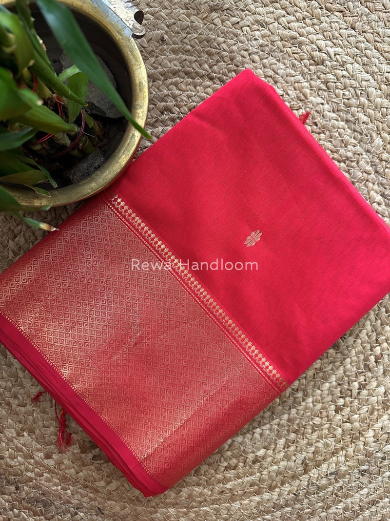 Maheshwari Fuchsia Red Zari Skirt Butti Saree ZSB078