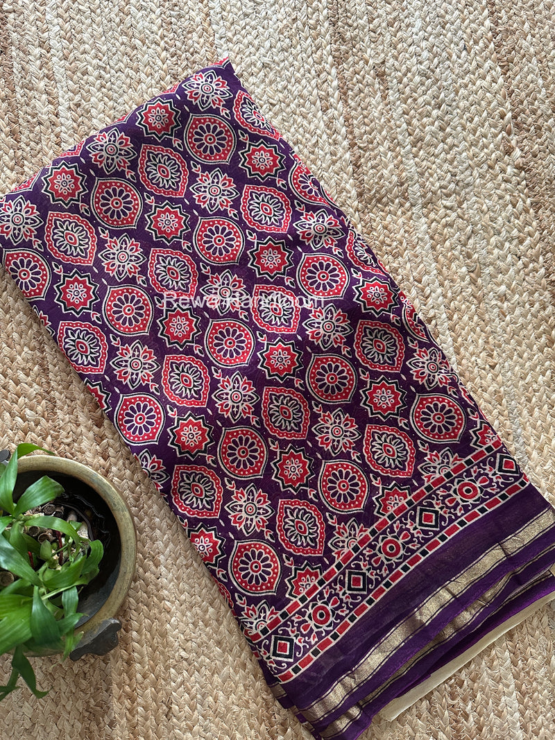 Purple Chanderi Silk Printed Saree CPS047
