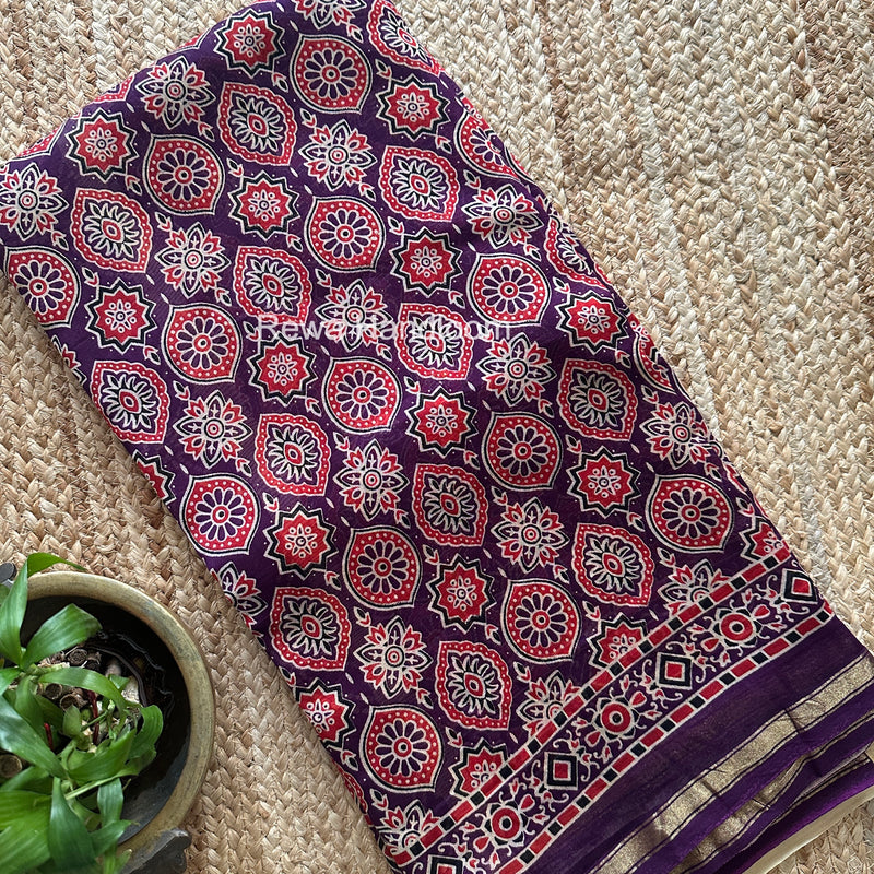 Purple Chanderi Silk Printed Saree CPS047