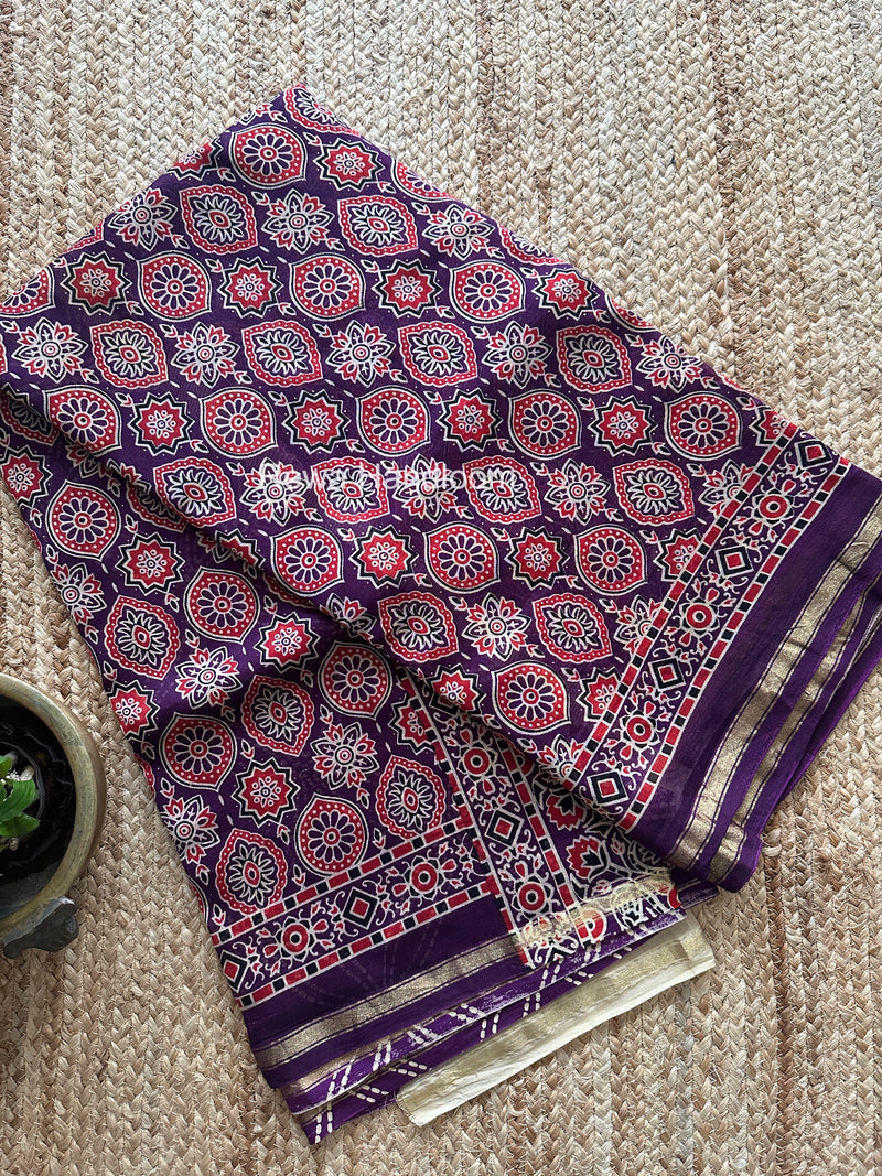 Purple Chanderi Silk Printed Saree CPS047