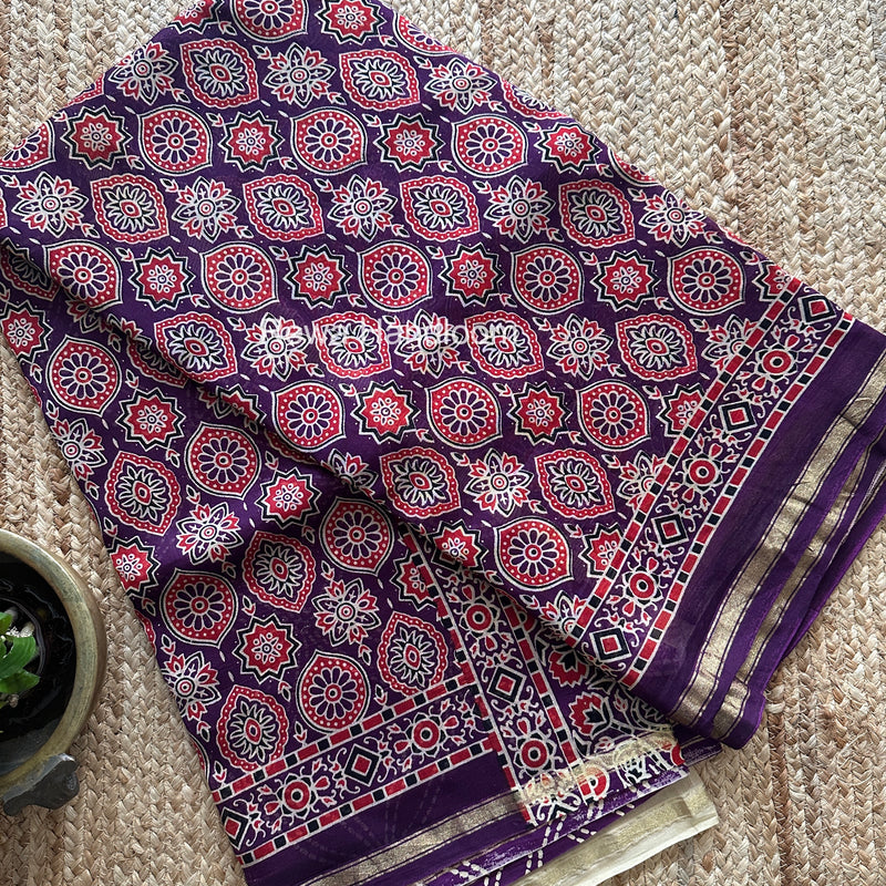 Purple Chanderi Silk Printed Saree CPS047