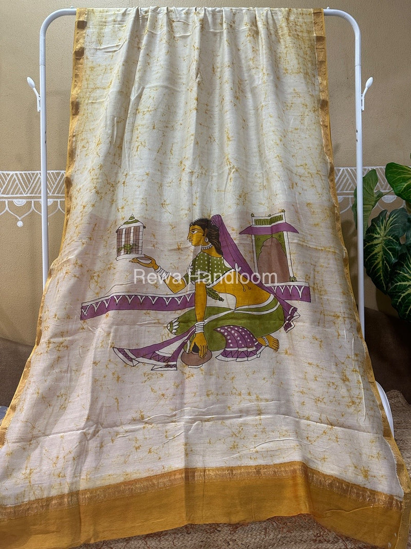 Maheshwari Batik Figure Handpainted Saree