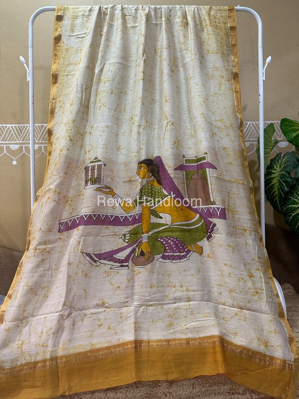 Maheshwari Batik Figure Handpainted Saree