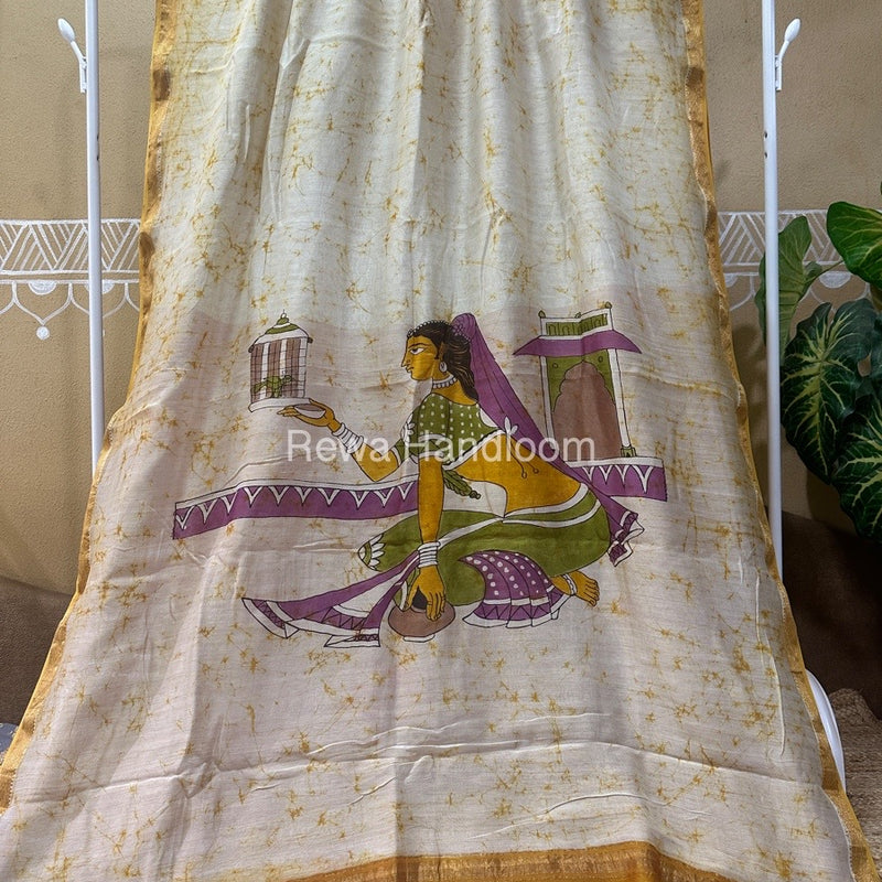 Maheshwari Batik Figure Handpainted Saree