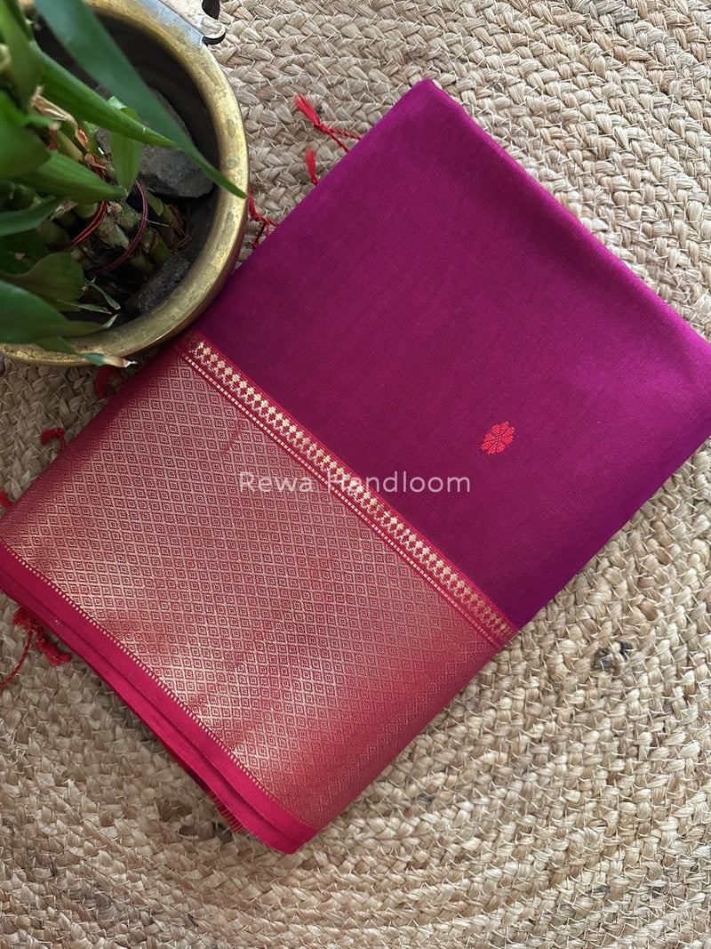 Maheshwari Magenta Zari Skirt Butti Saree ZSB079