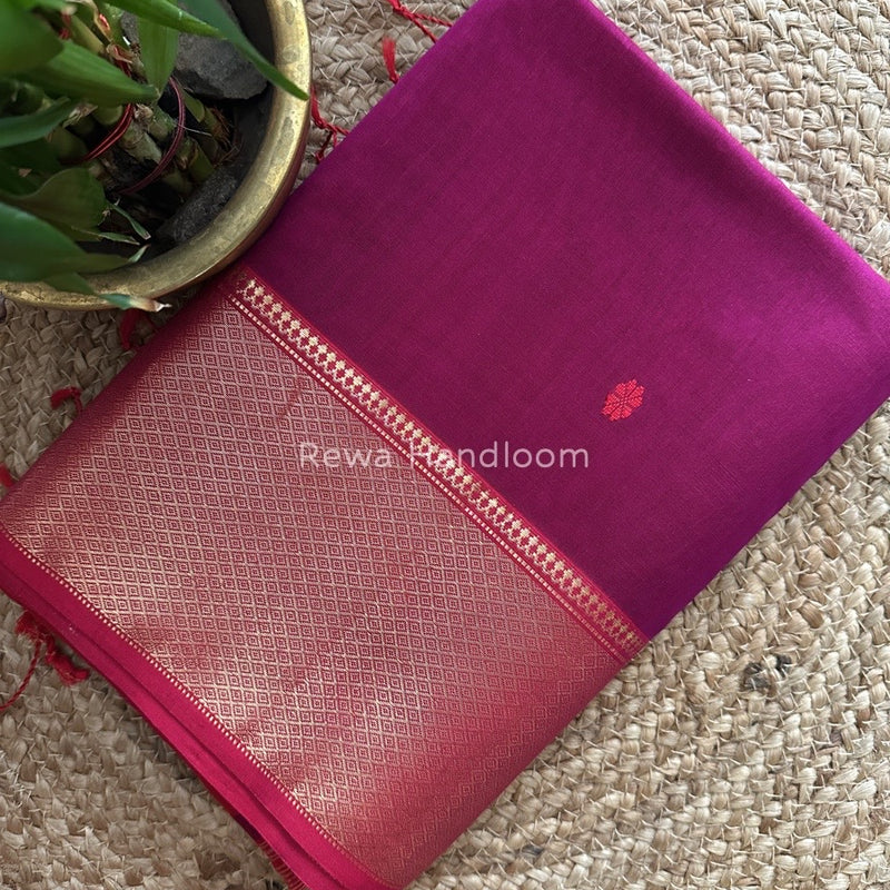 Maheshwari Magenta Zari Skirt Butti Saree ZSB079