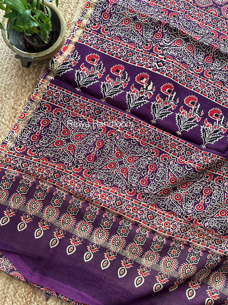 Purple Chanderi Silk Printed Saree CPS047