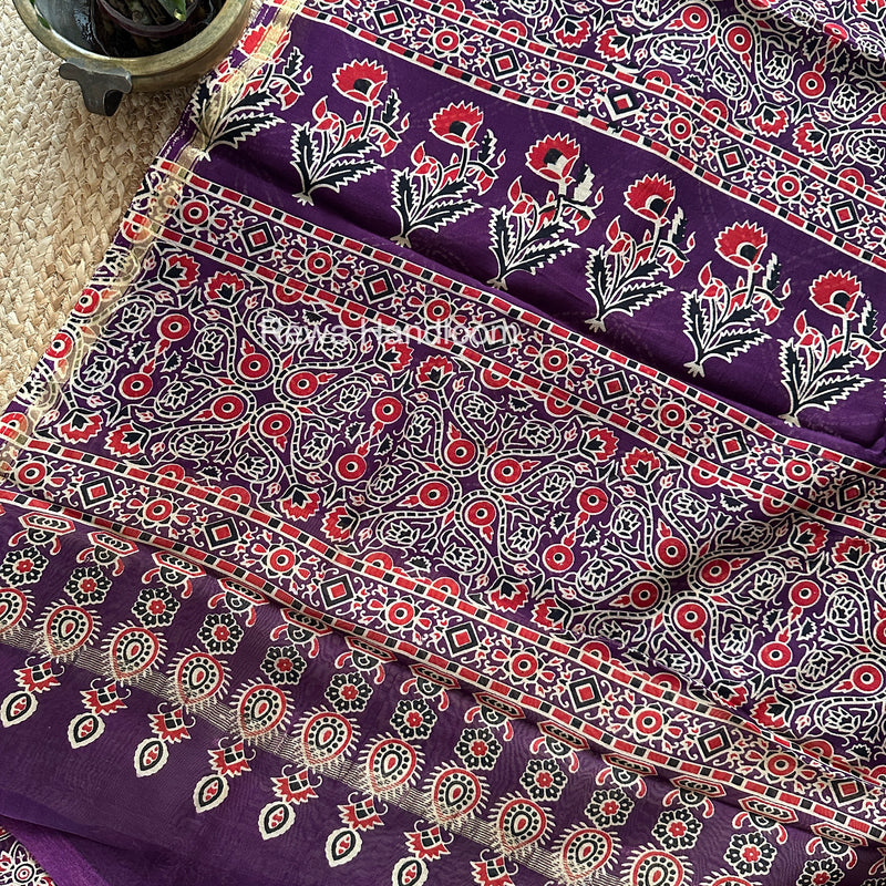 Purple Chanderi Silk Printed Saree CPS047