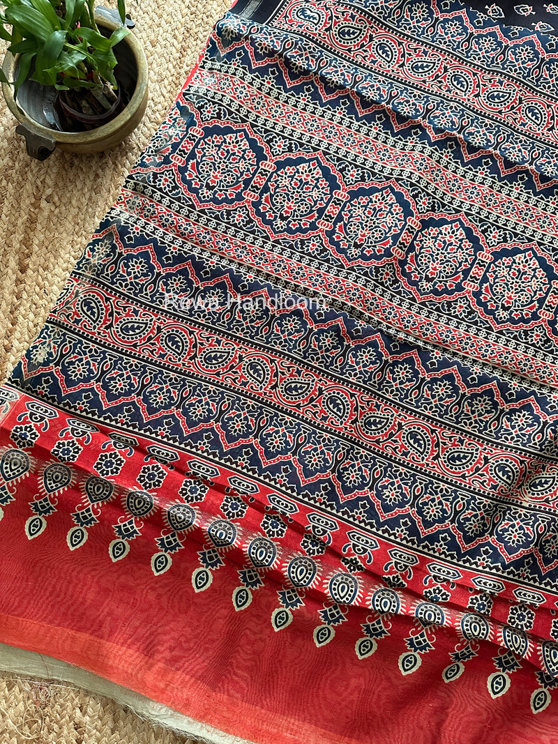 Black Chanderi Silk Printed Saree CPS048
