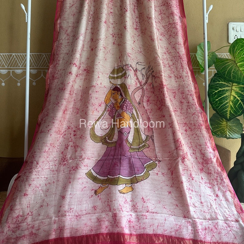 Maheshwari Batik Figure Handpainted Saree
