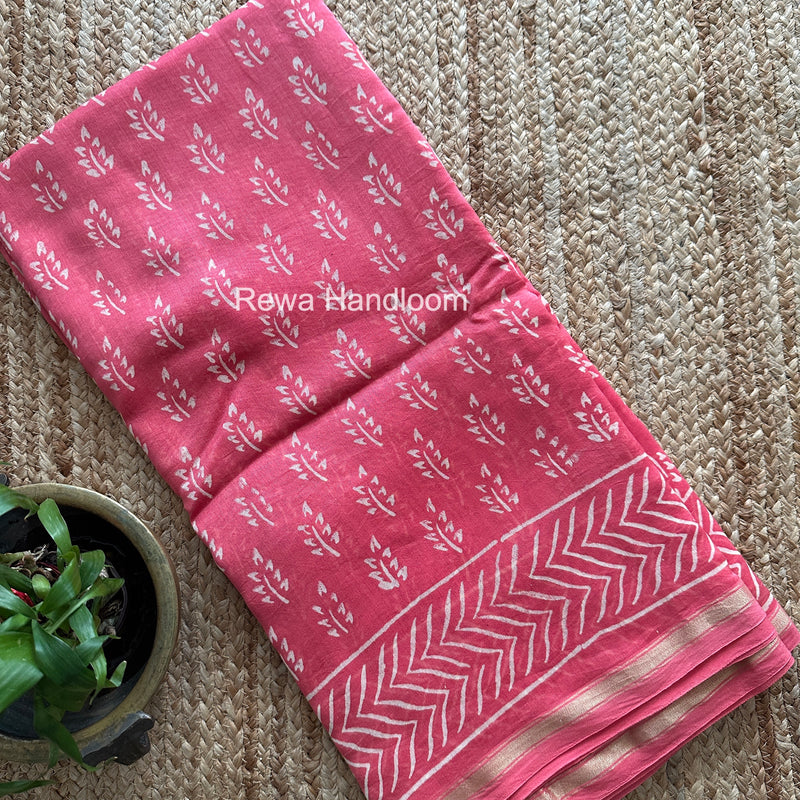 Pink Chanderi Silk Printed Saree CPS049