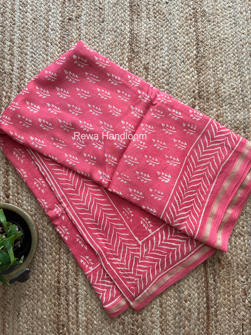Pink Chanderi Silk Printed Saree CPS049