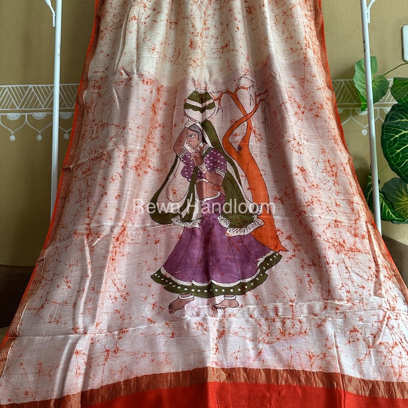 Maheshwari Batik Figure Handpainted Saree