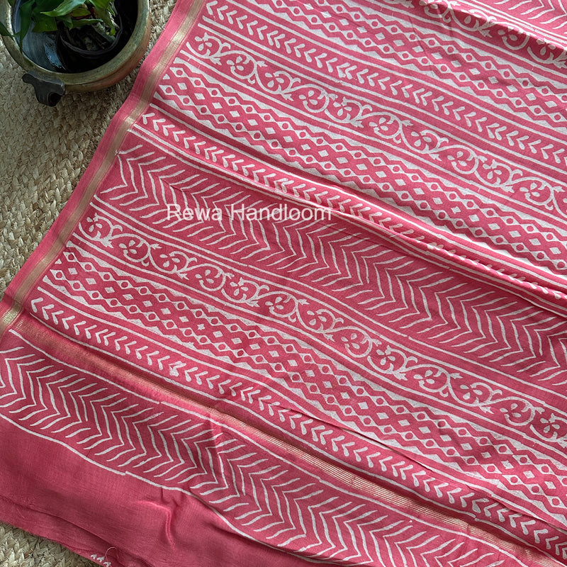 Pink Chanderi Silk Printed Saree CPS049