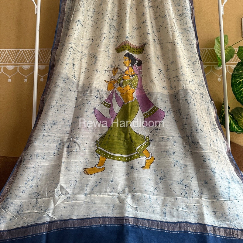 Maheshwari Batik Figure Handpainted Saree
