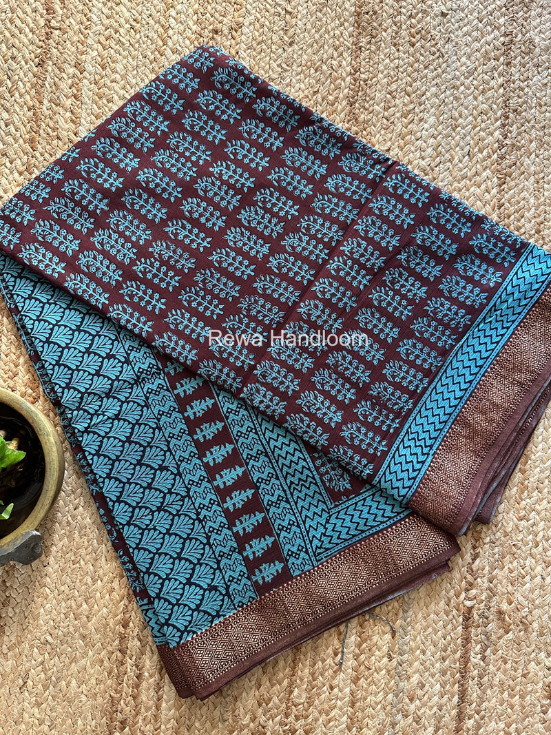Maheshwari Bagh Print Small Border Saree