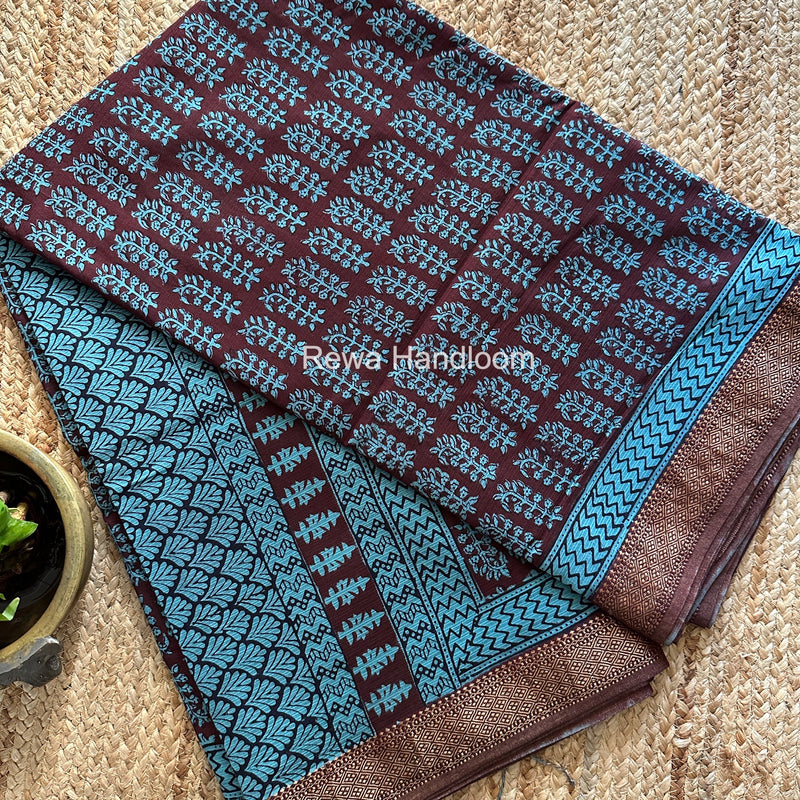 Maheshwari Bagh Print Small Border Saree