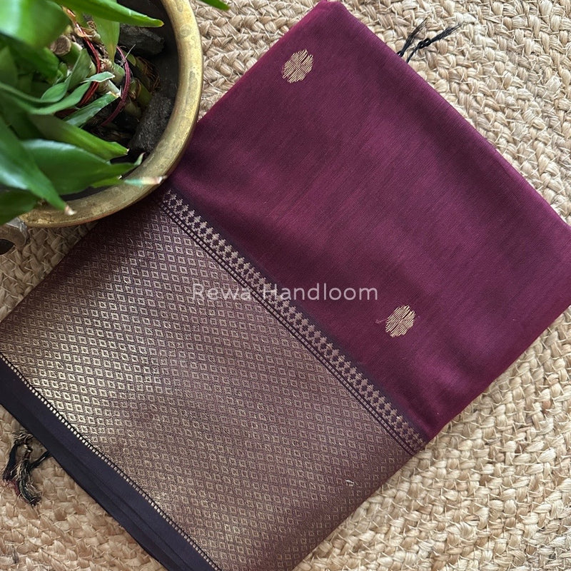 Maheshwari Wine Zari Skirt Butti Saree ZSB088