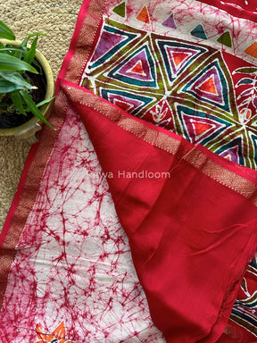 Maheshwari Beetroot Batik Indonesian Print Saree IBS020