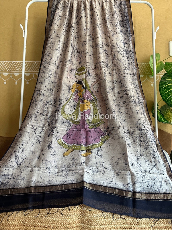 Maheshwari Batik Figure Handpainted Saree