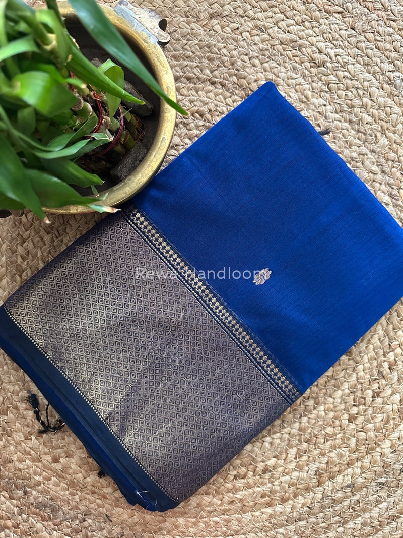 Maheshwari Royal Blue Zari Skirt Butti Saree ZSB085